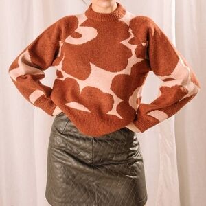 Storia Rust and Cream Patterned Sweater